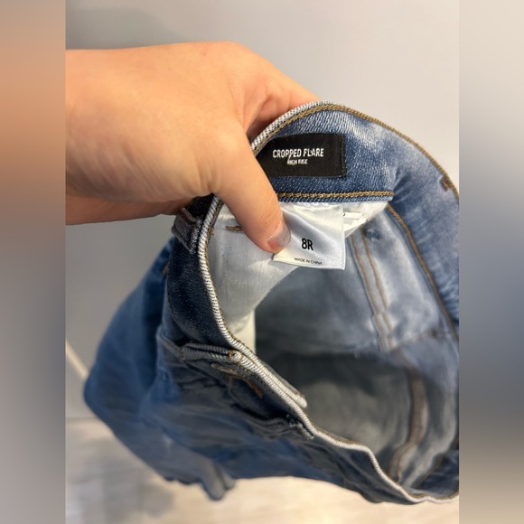 Express High Rise Cropped Flare Blue Jeans - Picture 9 of 11